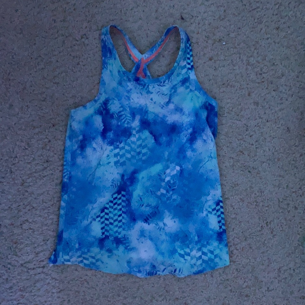 ivivva size 10 lightweight tank (blue designs w/ intricate stitch work)